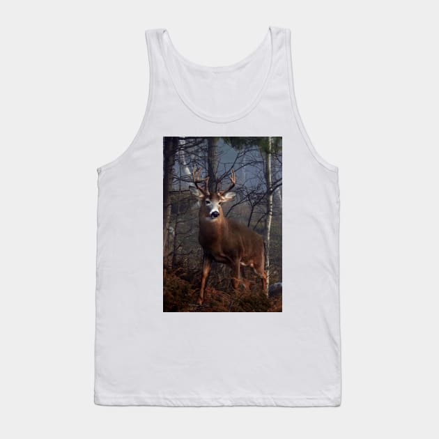 Buck on ridge portrait - White-tailed Deer Tank Top by Jim Cumming